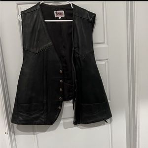 Leather motorcycle vest